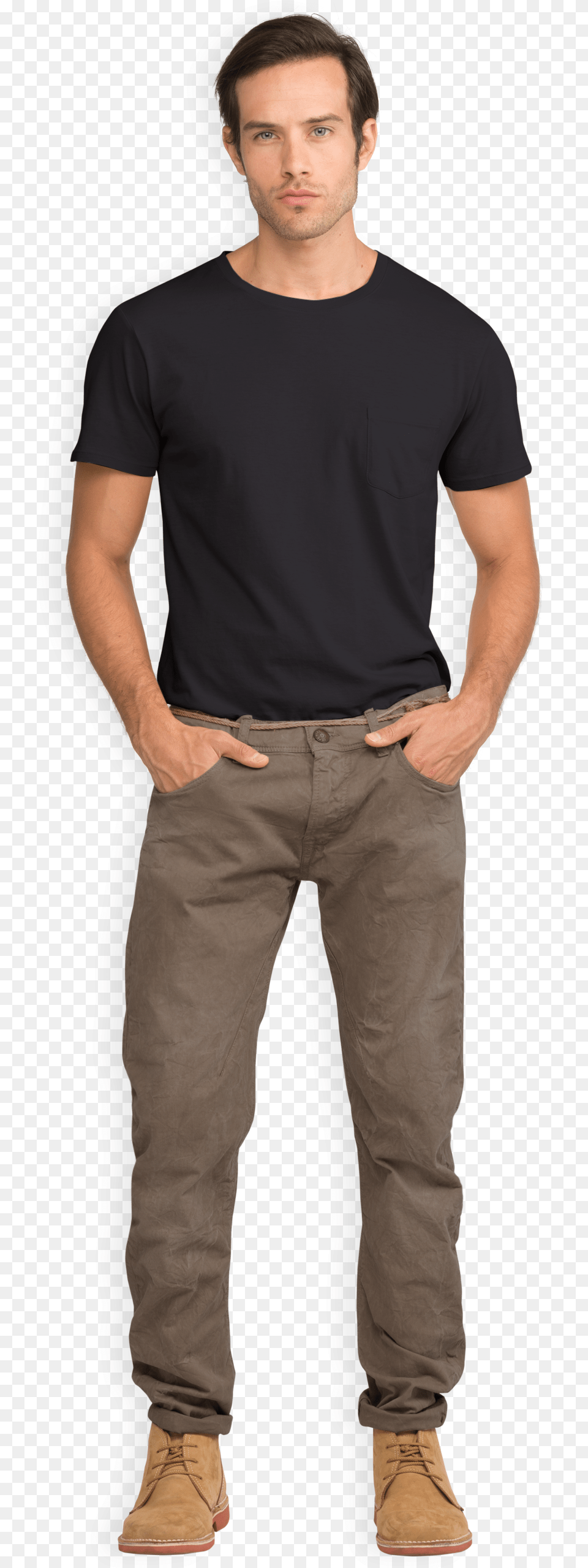 Man With T Shirt Pocket, T-shirt, Clothing, Pants, Standing Free Png