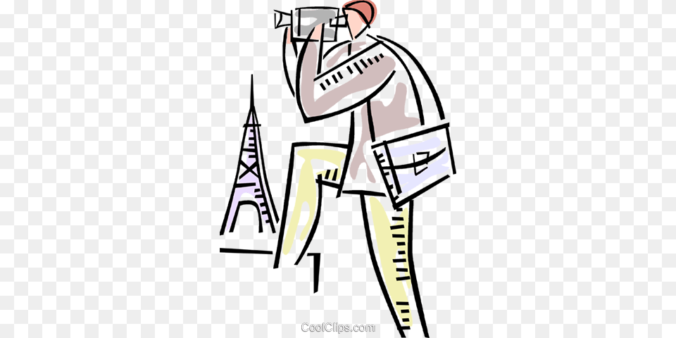 Man With Video Camera In Paris Royalty Vector Clip Art, Photography Png Image