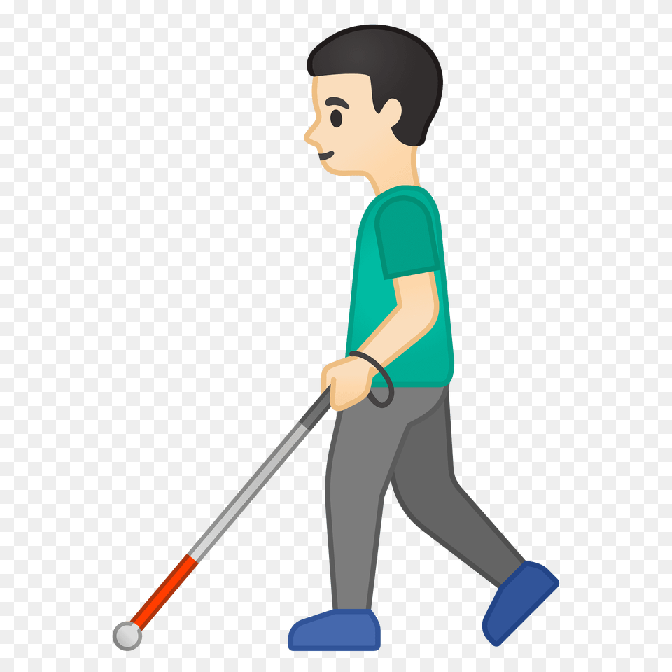 Man With White Cane Emoji Clipart, People, Person, Walking, Cleaning Png Image