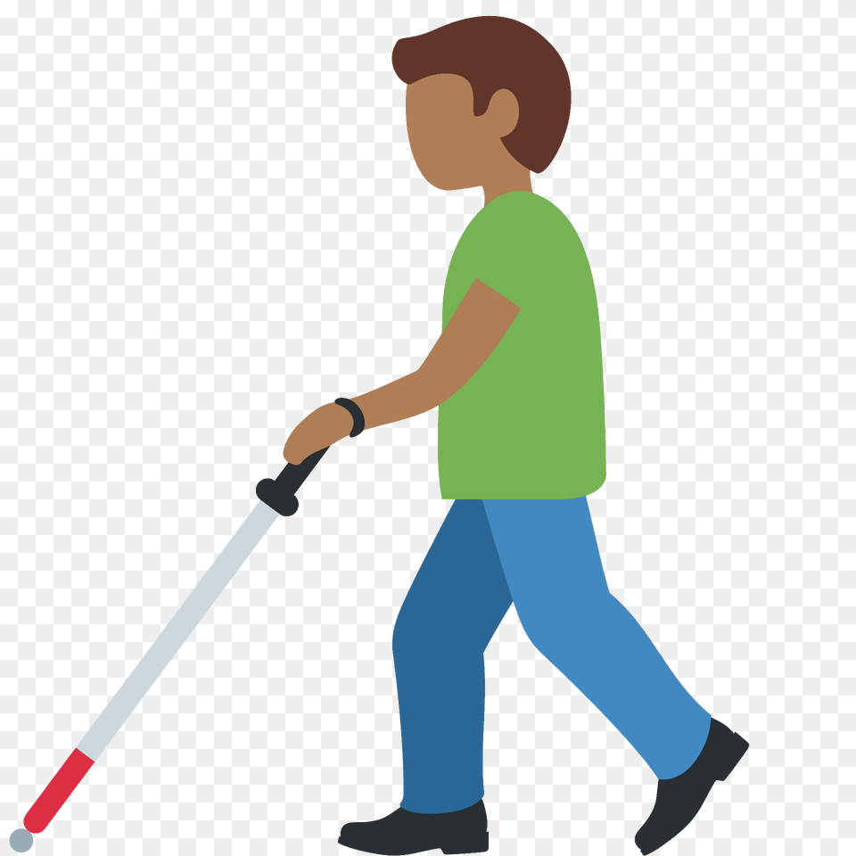 Man With White Cane Emoji Clipart, Walking, Person, Cleaning, Male Png