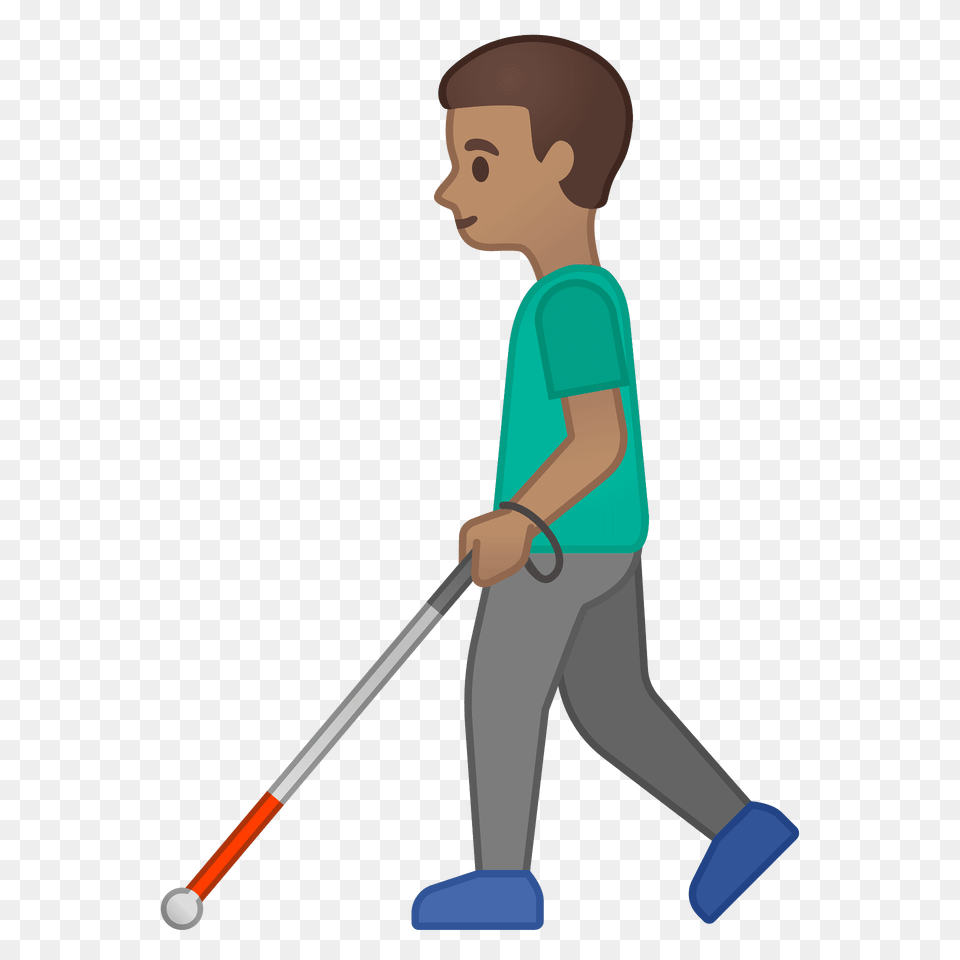 Man With White Cane Emoji Clipart, People, Person, Walking, Boy Free Png Download