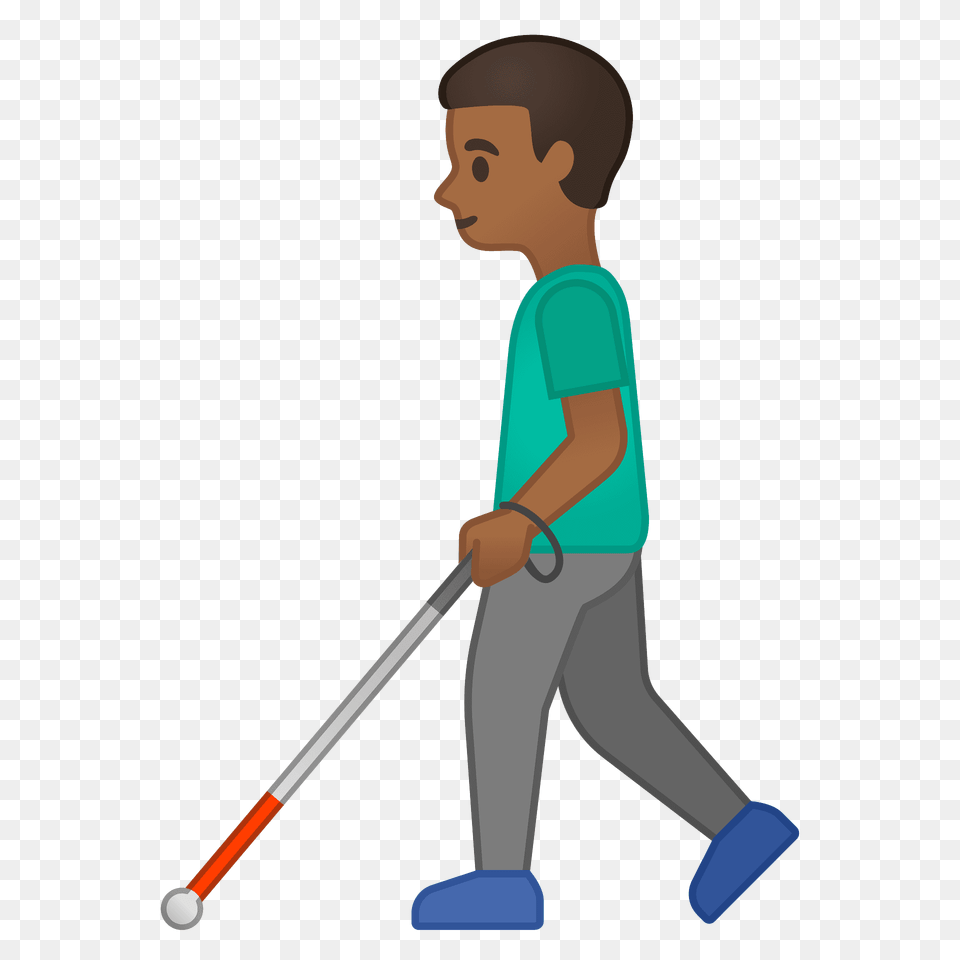 Man With White Cane Emoji Clipart, People, Person, Walking, Boy Png Image