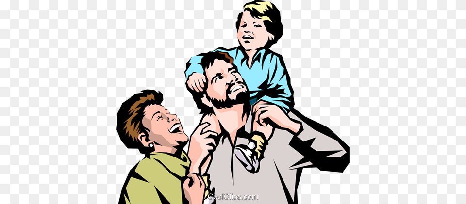 Man With Wife And Child Royalty Vector Clip Art Illustration, Publication, Book, Comics, Person Png