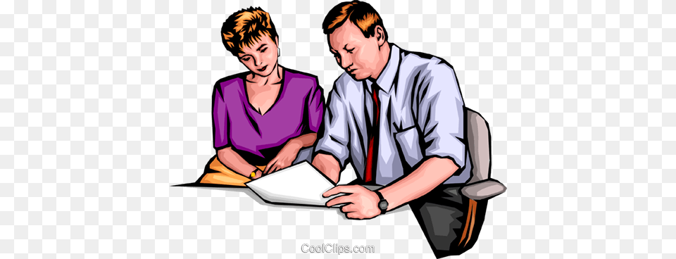 Man Woman Working Royalty Vector Clip Art Illustration, Male, Adult, Person, Reading Png Image