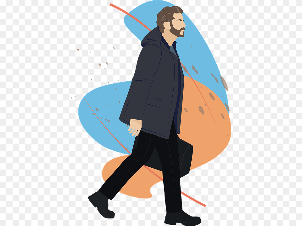 Man Working Business Office Work People Illustration, Walking, Clothing, Coat, Person Free Transparent Png