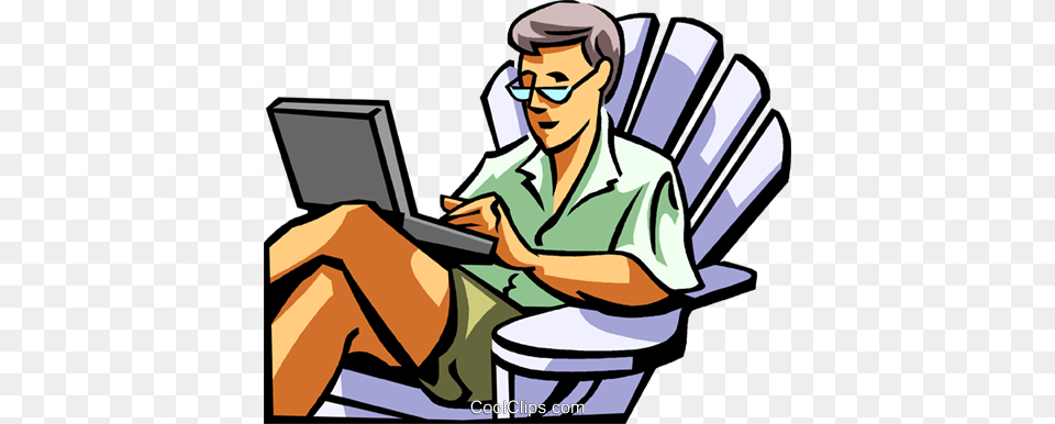 Man Working On A Laptop Computer Royalty Free Vector Clip Art, Electronics, Pc, Face, Head Png