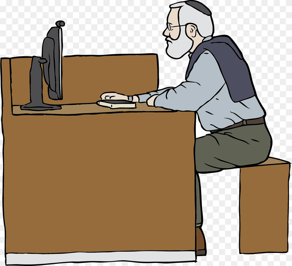 Man Working On Computer Clipart, Desk, Furniture, Table, Adult Free Png