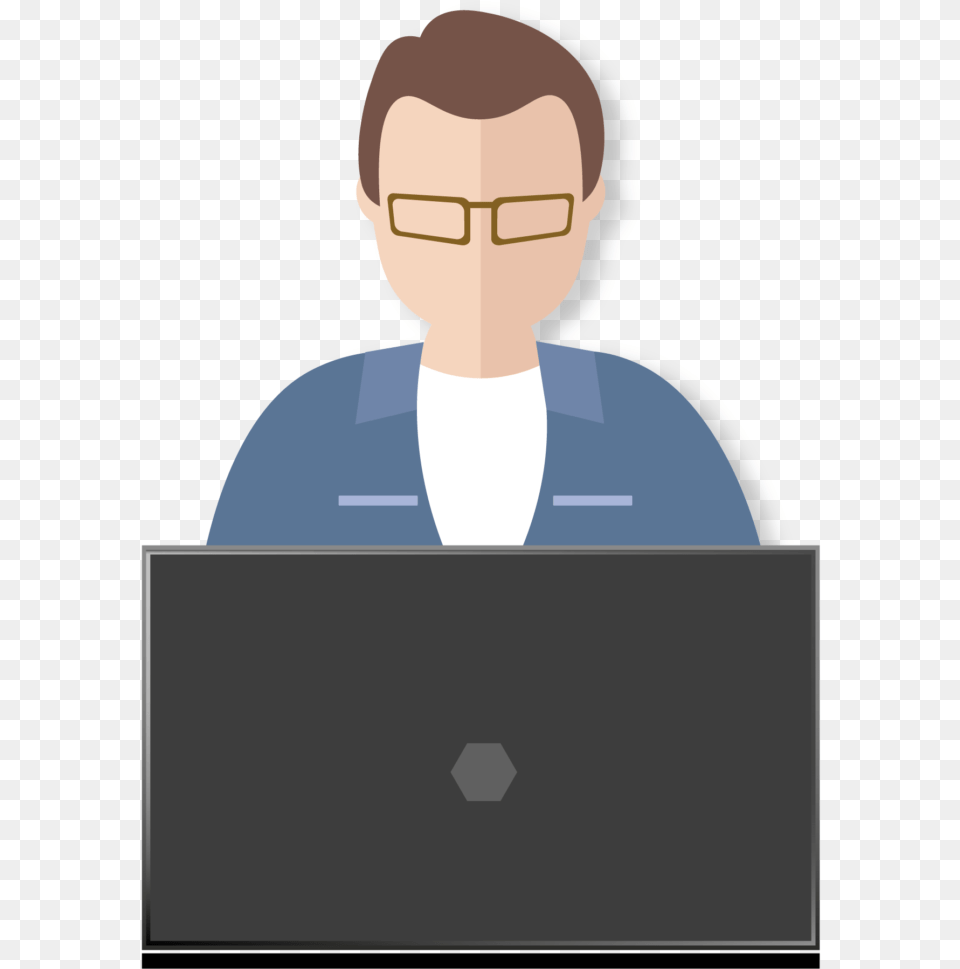 Man Working On Laptop Cartoon, Computer, Electronics, Pc, Reading Png Image