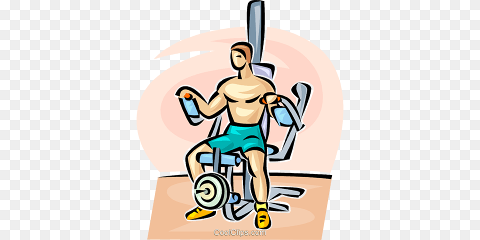 Man Working Out Royalty Vector Clip Art Illustration, Chair, Furniture, Person, People Free Png