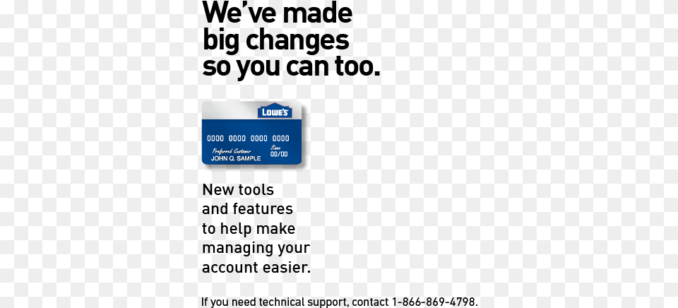 Manage Your Lowes Consumer Card Account Vertical, Text, Credit Card Free Transparent Png