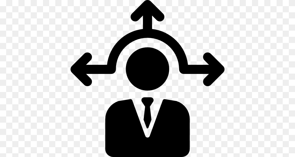 Manager Decision Making Arrows Businessman Stick Man People Icon, Stencil, Symbol, Device, Grass Free Png
