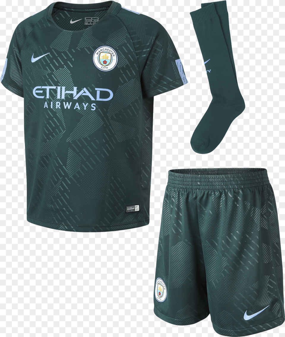 Manchester City Kids Third Mini Kit 17 18 Manchester City 2018 Kit, Clothing, Shirt, Shorts, Hosiery Png Image