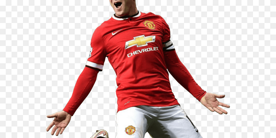 Manchester United Logo Clipart Rooney Manchester United Transparent Background, Shirt, Clothing, Face, Person Png