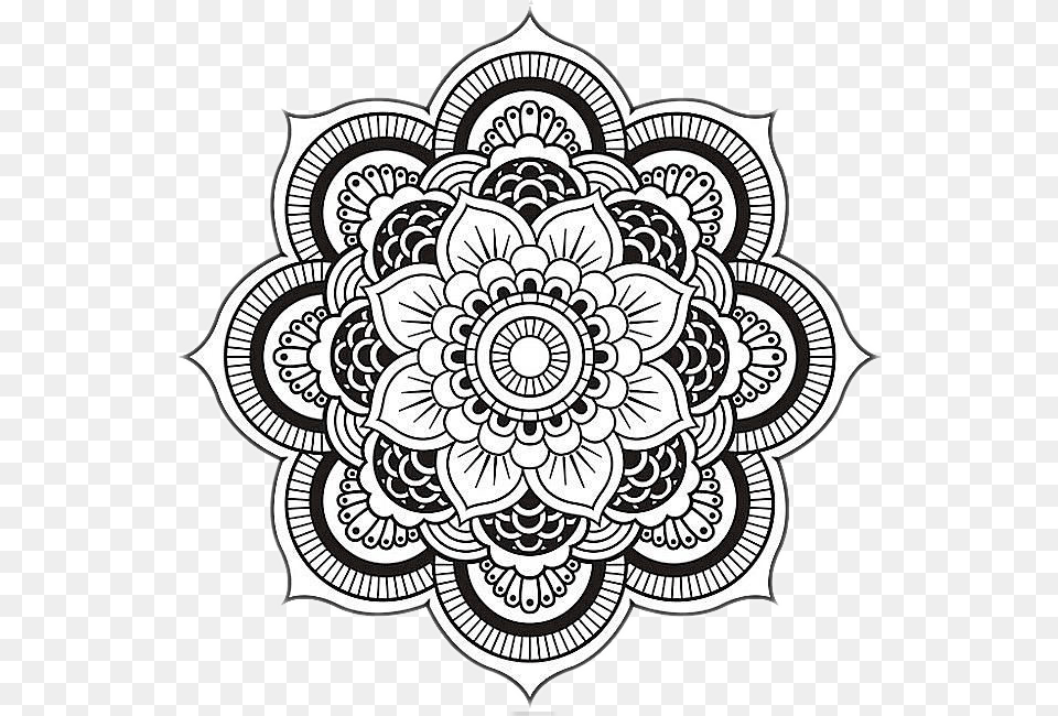 Mandala Art Drawing Bampw Blackandwhite Freetoedit, Pattern, Wheel, Lace, Machine Free Png