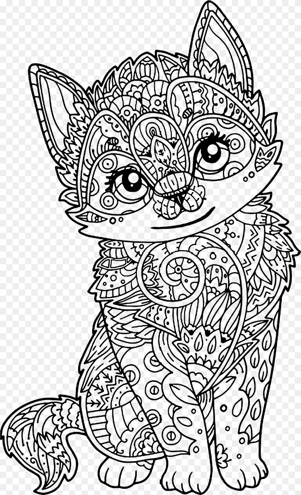 Mandala Cat Coloring Pages, Art, Doodle, Drawing, Pattern Png Image
