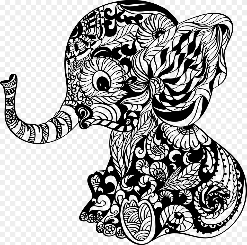 Mandala Clipart Elephant Baby Elephant Mandala Svg Free, Gray Png