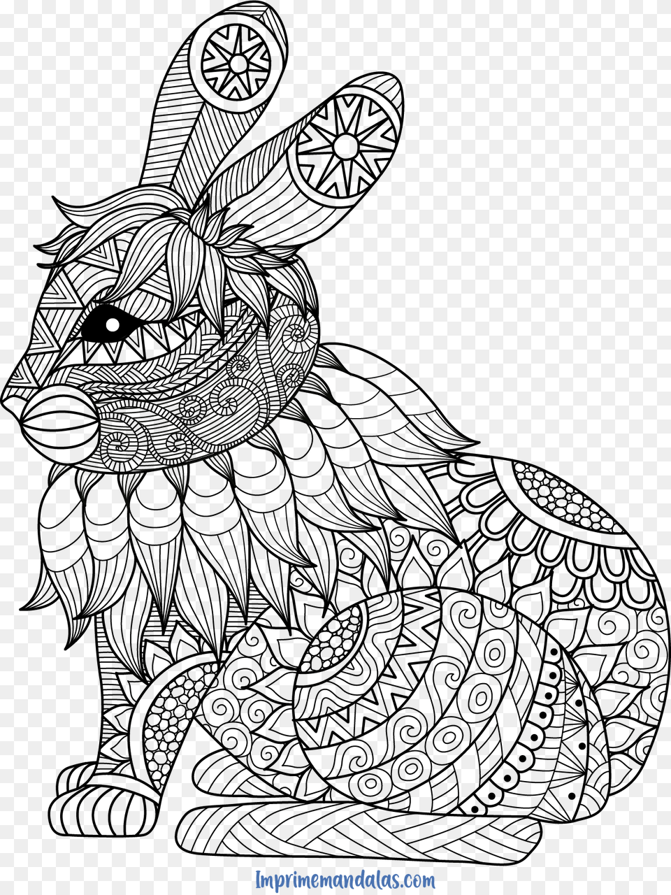 Mandala De Len 02 Para Colorear U2022 Imprime Mandalas Zentangle Rabbit, Art, Doodle, Drawing, Baby Free Transparent Png