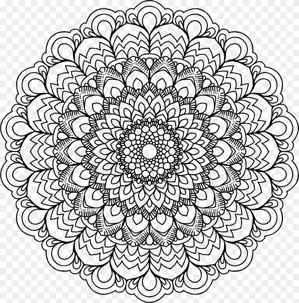 Mandala Drawing Meditation Printable Adult Colouring Books, Pattern Free Png Download