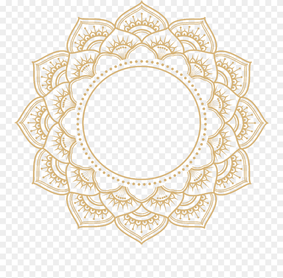 Mandala Gold Overlay Frame Transparent Background Mandala, Pattern, Lace Free Png