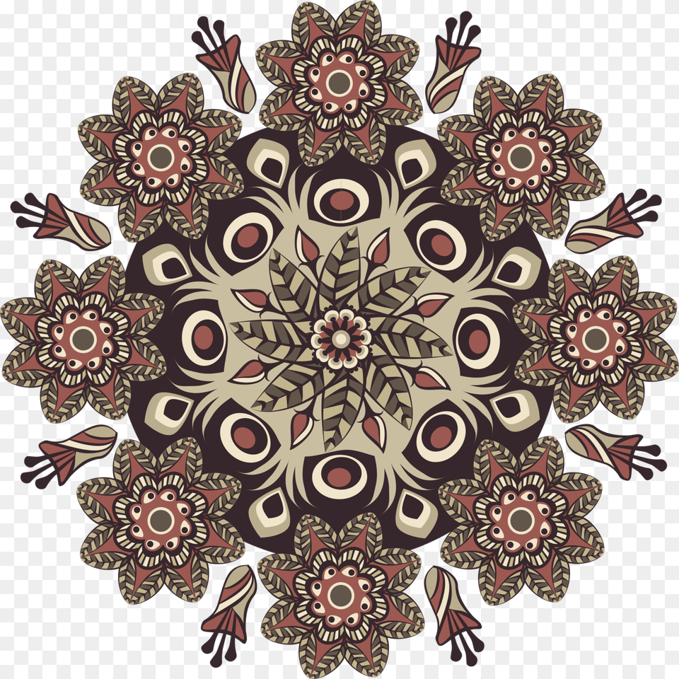 Mandala Pattern Round Brown Floral Vintage Pattern Brown, Art, Floral Design, Graphics, Accessories Free Png Download