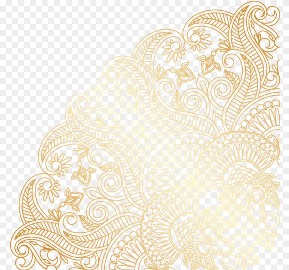 Mandala Swirls Design Pattern Paisley Gold Decor, Lace Free Png Download