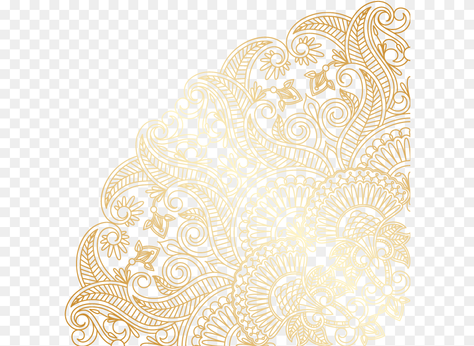 Mandala Swirls Design Pattern Paisley Gold Decor Decora Illustration, Lace Free Transparent Png