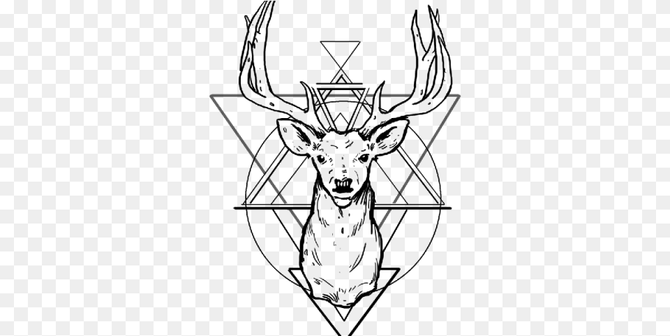 Mandala Tattoos Clipart Deer Head Geometric Deer, Gray Png