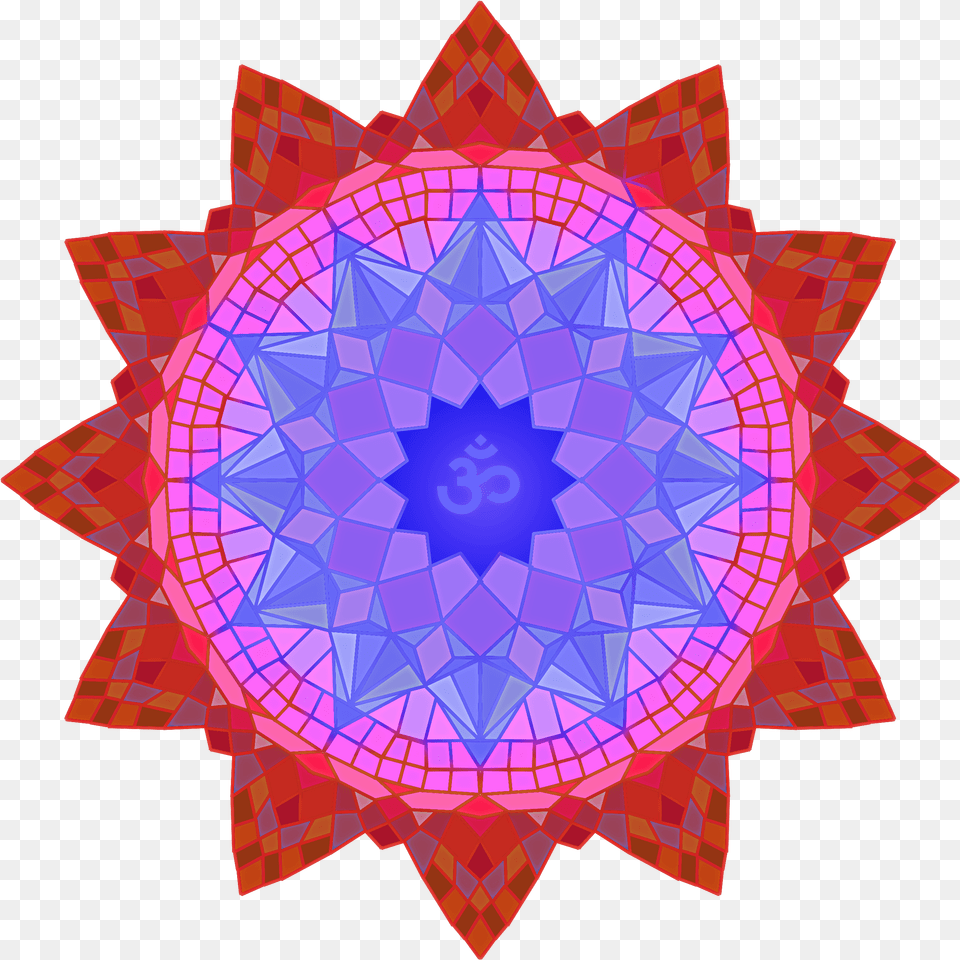 Mandala With Central Om Symbol In Blue And Red Breast Cancer Icons Pack, Pattern, Art, Accessories, Fractal Png Image