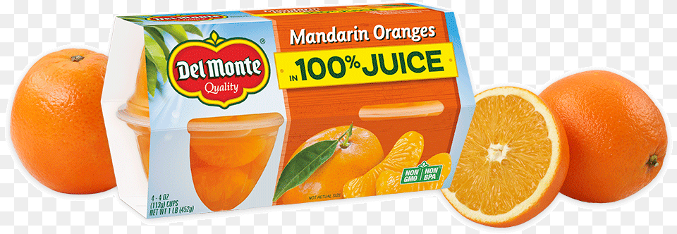 Mandarin Oranges In 100 Juice Fruit Cup Snacks Del Mandarin Oranges Cups, Beverage, Plant, Food, Citrus Fruit Png