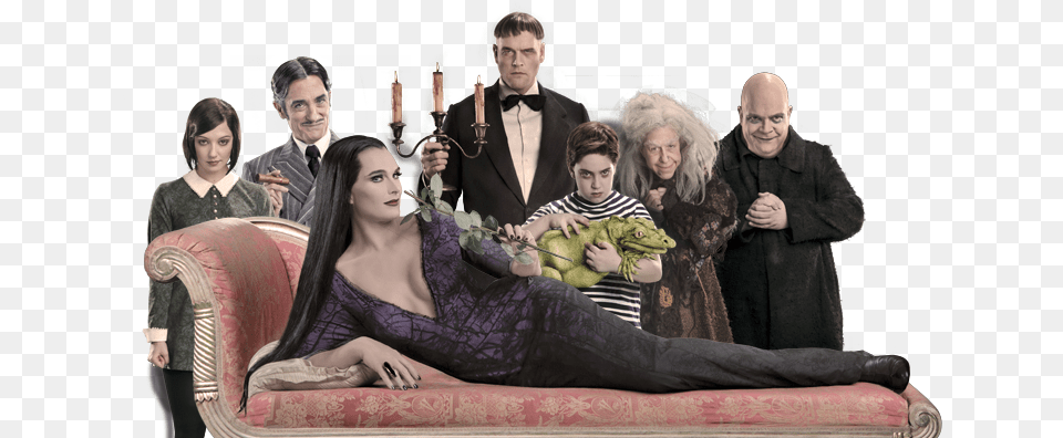 Mandy Bennett Welcome To My World Define Normal The Sara Gettelfinger Addams Family, Woman, Furniture, Formal Wear, Person Free Png