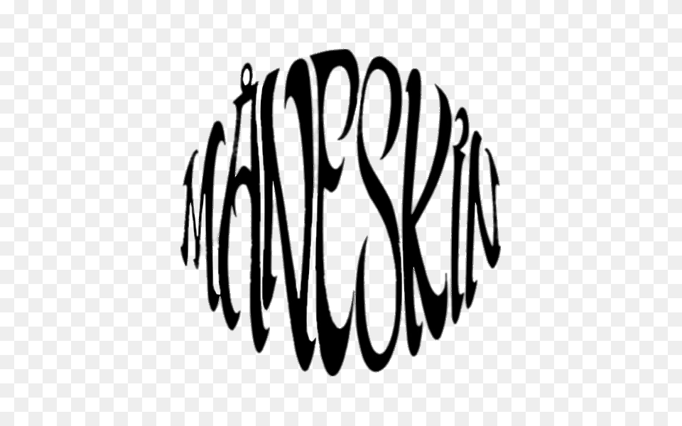 Maneskin Round Black Logo, Calligraphy, Handwriting, Text, Chandelier Png