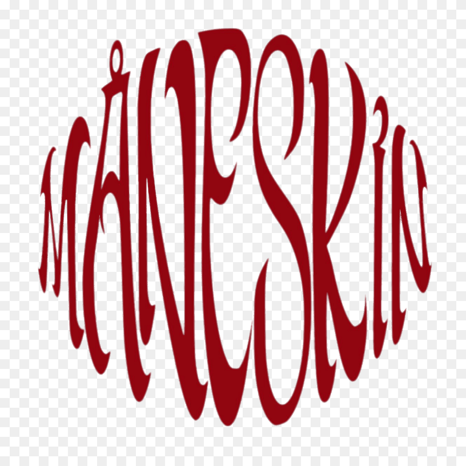 Maneskin Round Red Logo, Calligraphy, Handwriting, Text Png Image