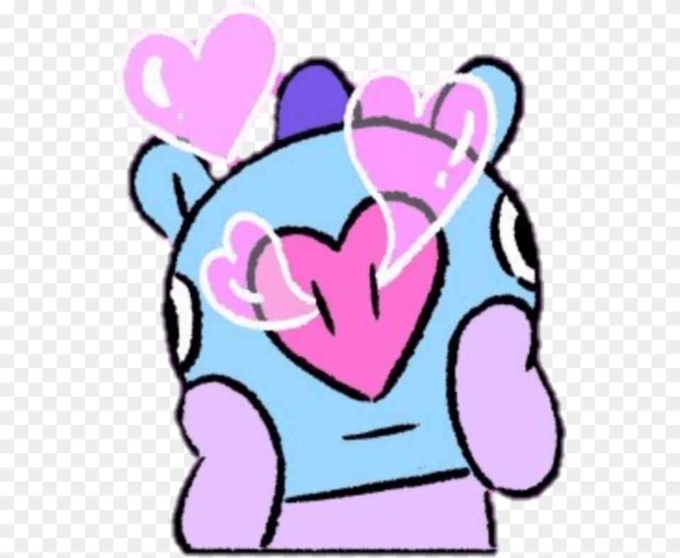Mang Army Bt21 Pony Bts Cute Heart Bt21 Transparent Background Mang, Purple, Baby, Person, Face Free Png