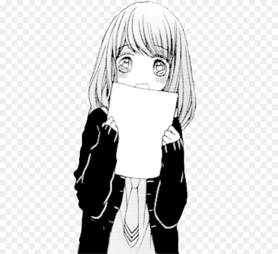 Manga Girl Clipart All Black And White Anime Book, Comics, Publication, Adult Free Transparent Png