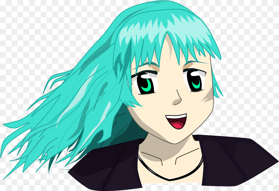 Manga Girl Clipart Creazilla Animes De Garota Com Cabelo Azul, Book, Comics, Publication, Adult Free Transparent Png