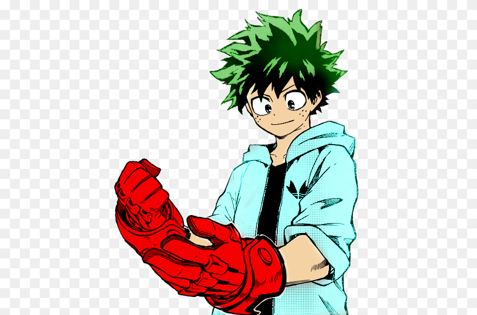 Mangacoloring Bnha Deku Midoriya Izuku Manga Allmight My Hero Academia Deku Gloves, Book, Comics, Publication, Person Free Transparent Png