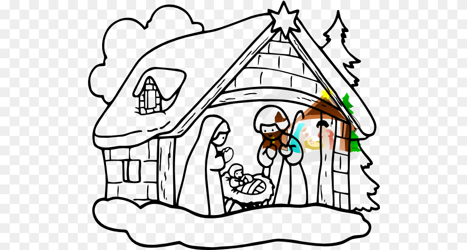 Manger Scene Drawing Free Download Christmas Crib Drawing Easy, Outdoors, Nature, Art, Person Png