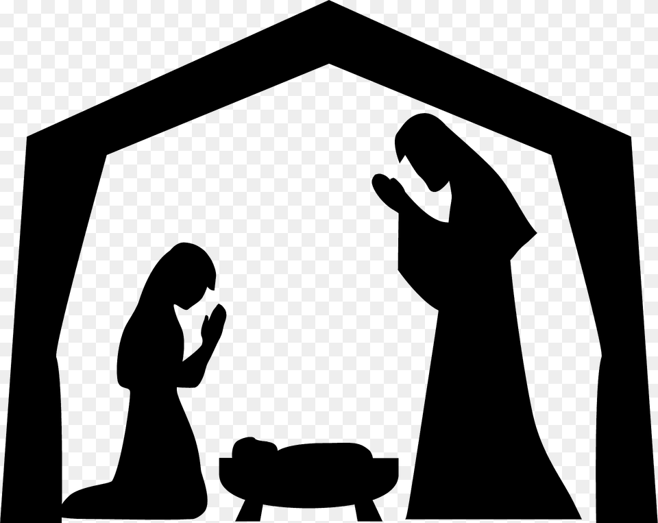 Manger Scene Silhouette, Person, Adult, Female, Woman Free Transparent Png