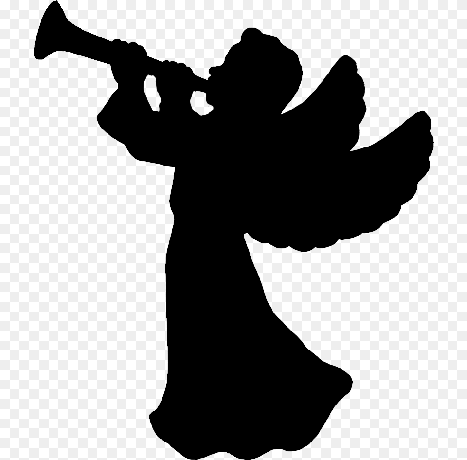Manger Svg Wise Man Angel Blowing Trumpet Silhouette, Gray Png Image