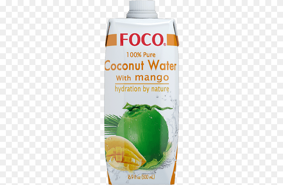 Mango Foco Coconut Water Mango, Bottle, Food, Fruit, Plant Free Png