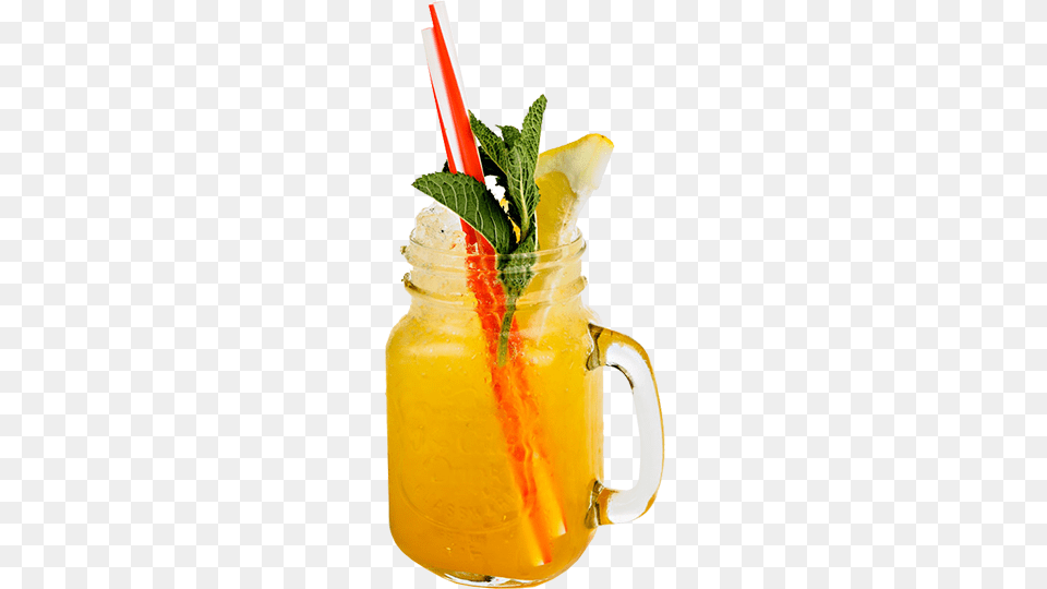 Mango Peach And Passionfruit Cooler Mocktail The Bulls Head, Herbs, Mint, Plant, Beverage Png Image