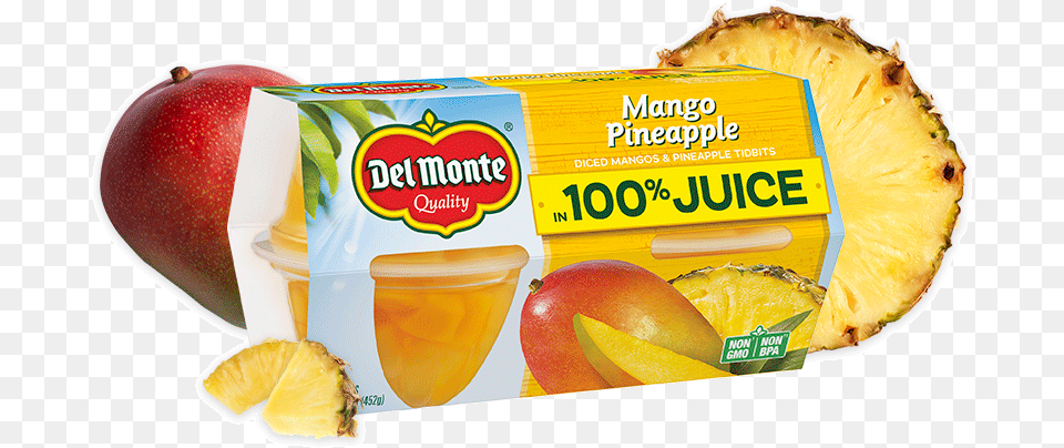 Mango Pineapple In 100 Juice Fruit Cup Snacks Delmonte, Food, Plant, Produce, Citrus Fruit Png