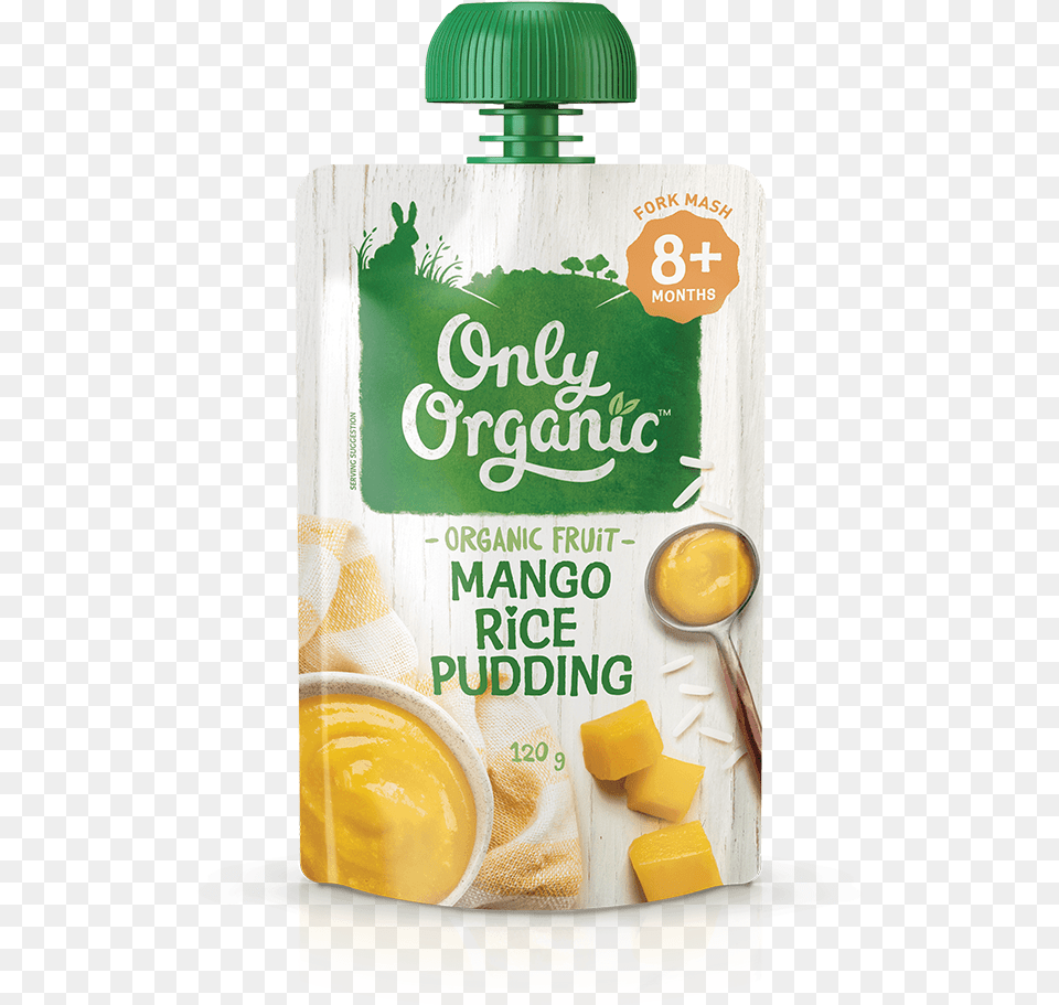Mango Rice Pudding Only Organic Pear And Mango, Cutlery, Spoon, Beverage, Juice Free Transparent Png