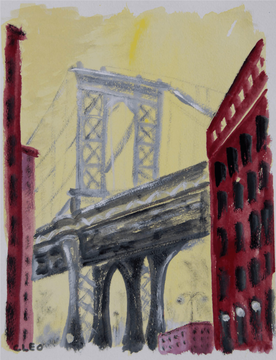 Manhattan Bridge New York Abstract Painting By Cleo Free Png