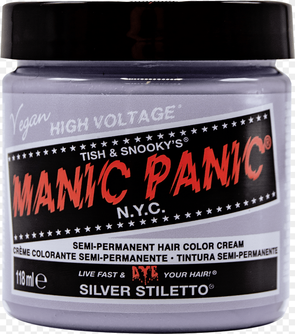 Manic Panic Silver Stiletto On Brown Hair, Bottle, Jar, Can, Tin Free Png