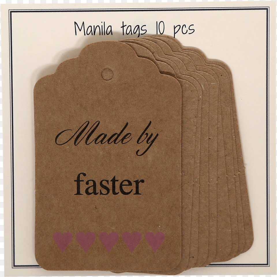 Manila Tags 45x70 Mm Set10 Natural W Pink Hearts U0027made By Fasteru0027 Picture Frame, Cardboard, Accessories, Bag, Handbag Free Png Download