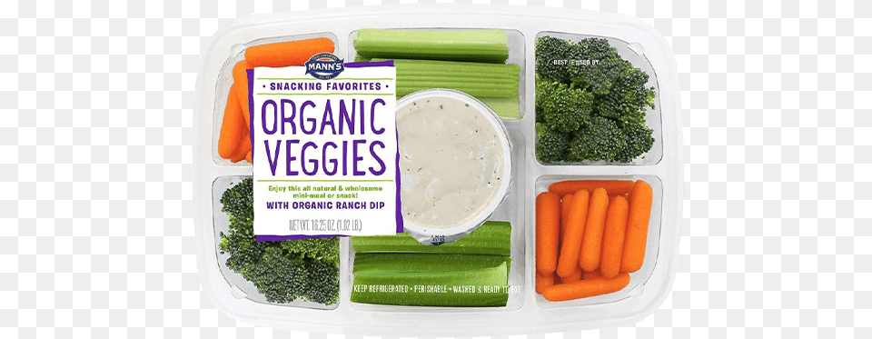 Mann S Organic Veggie Tray Ranch Dip With Vegetables, Food, Lunch, Meal, Broccoli Free Png Download