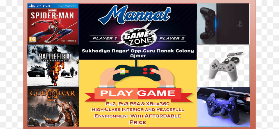 Mannat Game Zone Game Controller, Advertisement, Poster, Person, Adult Free Transparent Png
