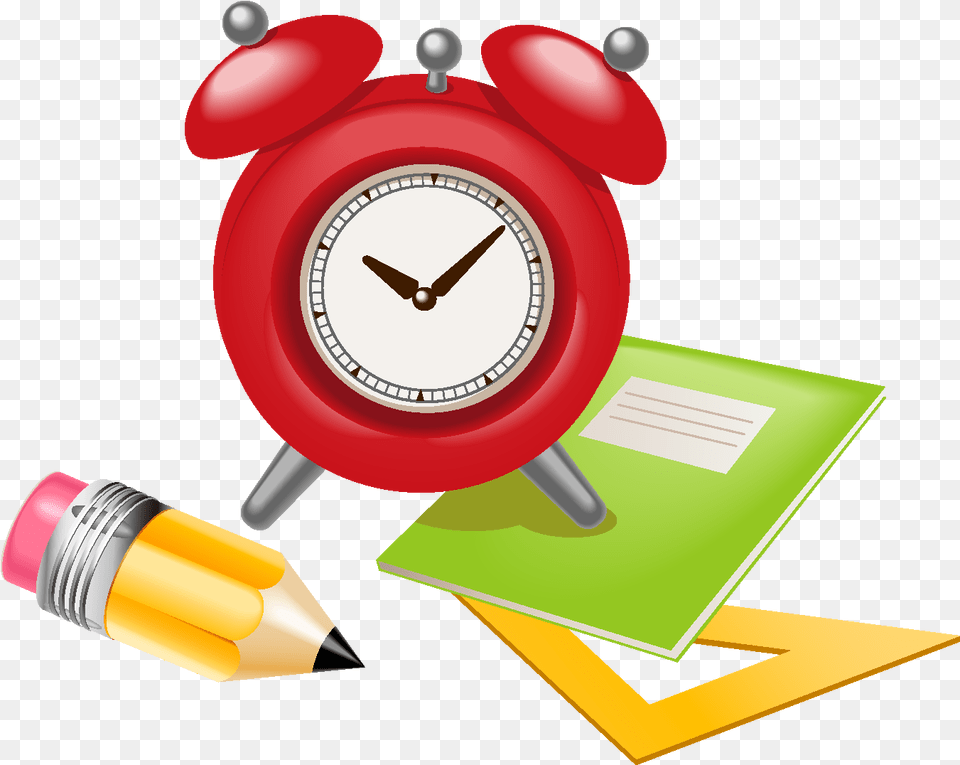 Mano De Vector Dibujado Despertador Rojo Con Lpiz Relogio Escolar, Alarm Clock, Clock Free Png