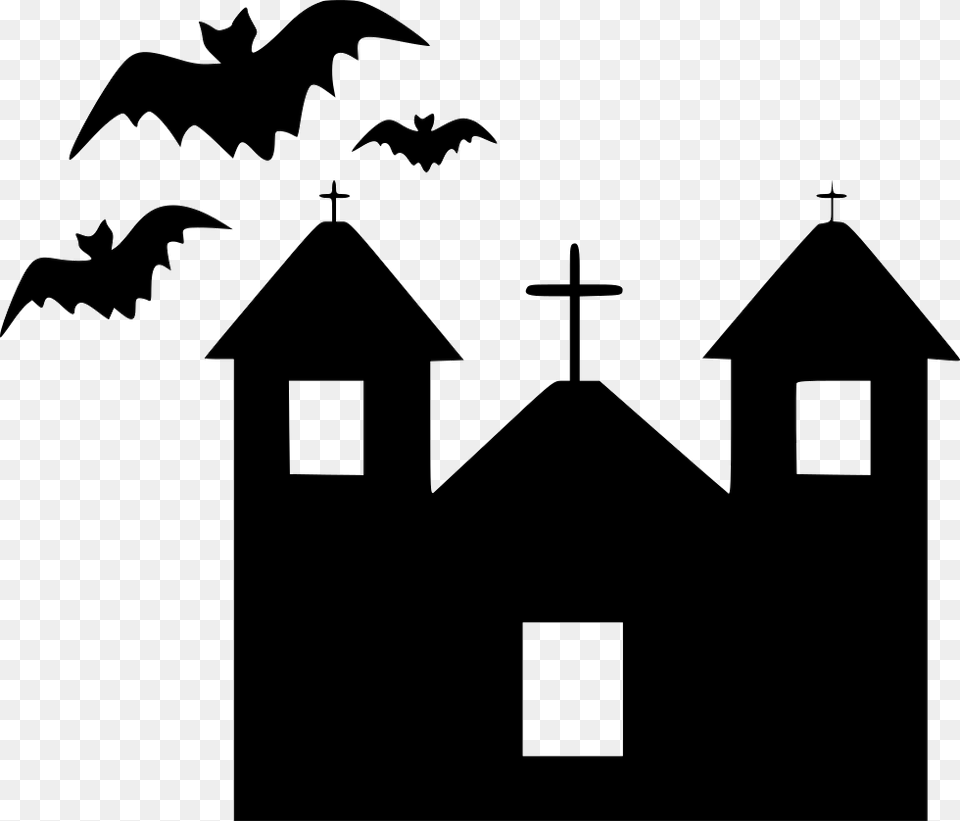 Mansion Clipart Scary Scary House Silhouette, Cross, Symbol, Animal, Dinosaur Png Image